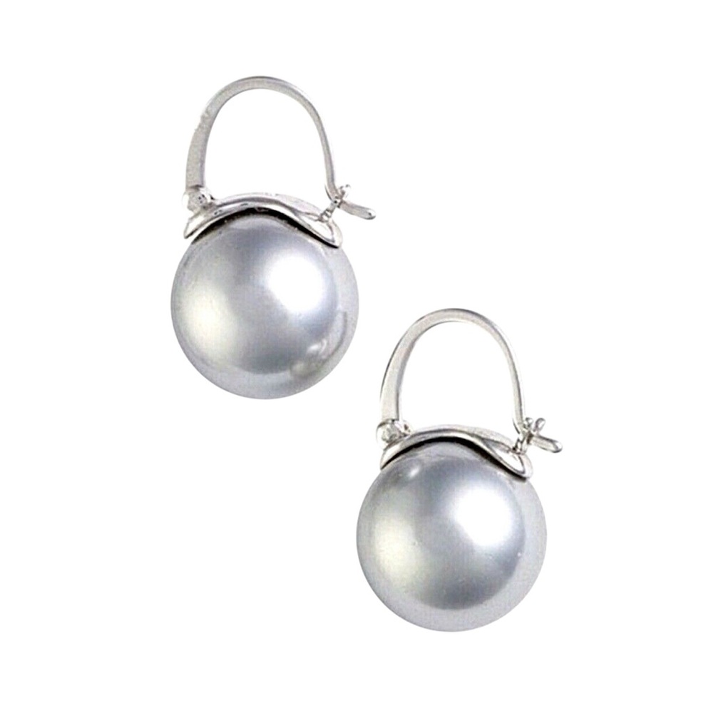 NWT Kate Spade Silver Grey Shine On "Pearl" Drop Earrings
